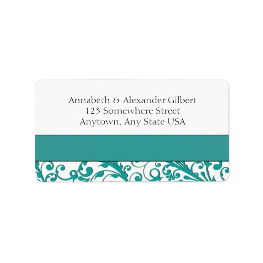 Elegante Blauwe Bloemen Etiket (Voorkant)