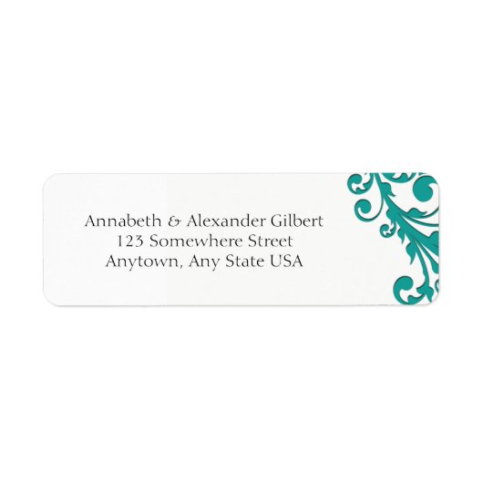 Elegante Blauwe Bloemen Etiket (Voorkant)