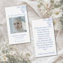 Elegante blauwe bloemen- gebedskaart met foto