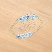 Elegante Blauwe Bloemen Geometrische Lijst Bloom W Acryl Uitnodigingen (Laagn)