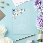 Elegante Blauwe Bloemen Geometrische Lijst Bloom W Acryl Uitnodigingen (Insitu (Huwelijk))