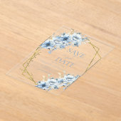 Elegante Blauwe Bloemen Geometrische Lijst Bloom W Acryl Uitnodigingen (Laagn)