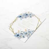 Elegante Blauwe Bloemen Geometrische Lijst Bloom W Folie Uitnodiging (Gedraaid)