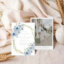 Elegante Blauwe Bloemen Geometrische Lijst Bloom W