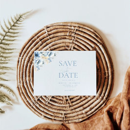 Elegante Blauwe Bloemen Geometrische Lijst Bloom W Save The Date