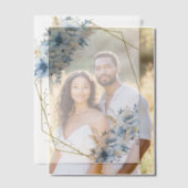 Elegante Blauwe Bloemen Geometrische Lijst Bloom W Vellum Uitnodigingen (Offset (Koppel))