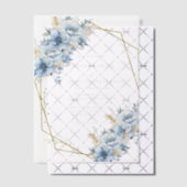 Elegante Blauwe Bloemen Geometrische Lijst Bloom W Vellum Uitnodigingen (Offset (Uitnodiging))