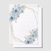 Elegante Blauwe Bloemen Geometrische Lijst Bloom W Vellum Uitnodigingen (Offset)