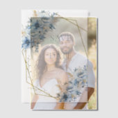 Elegante Blauwe Bloemen Geometrische Lijst Bloom W Vellum Uitnodigingen (Offset (Koppel))