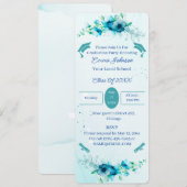 Elegante Blauwe Bloemen Gepersonaliseerd Afstudere Kaart (Voorkant / Achterkant)