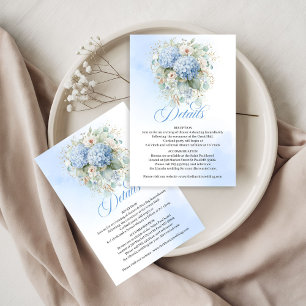 Elegante Blauwe Bloemen Gouden Trouw detailkaart RSVP Kaartje