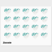 Elegante Blauwe Bloemen Hart Sticker (Vel)