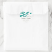 Elegante Blauwe Bloemen Hart Sticker (Tas)