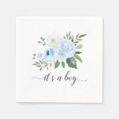 Elegante Blauwe Bloemen Het is een Jongen Baby sho Servet (Voorkant)