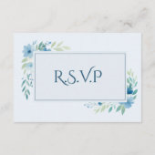 Elegante Blauwe Bloemen Huwelijk RSVP QR Code Informatiekaartje (Achterkant)
