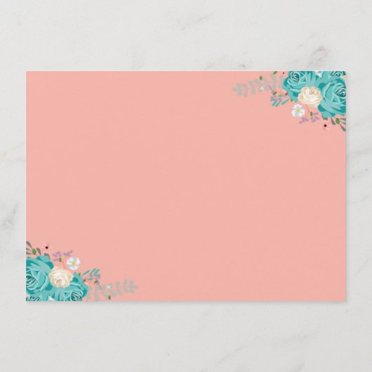 Elegante Blauwe Bloemen Huwelijksreceptie Informatiekaartje (Achterkant)