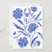Elegante Blauwe Bloemen Huwelijksuitnodiging Kaart (Achterkant)