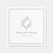 Elegante Blauwe Bloemen Joodse Ster Chic Bat Mitsw Servet (Voorkant)