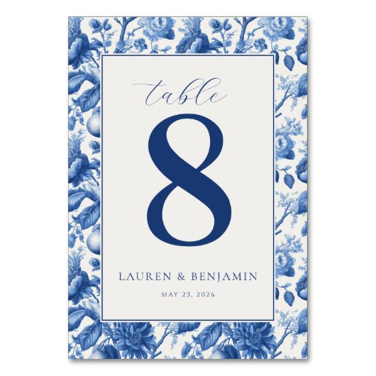 Elegante Blauwe Bloemen Kaart (Voorkant)