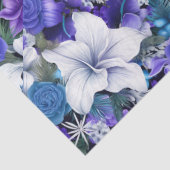 Elegante  Blauwe Bloemen Kerstdecoupage Tissuepapier (Detail)