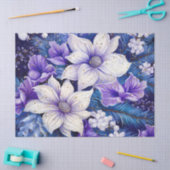 Elegante  Blauwe Bloemen Kerstdecoupage Tissuepapier (Craft)