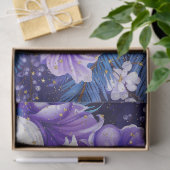 Elegante  Blauwe Bloemen Kerstdecoupage Tissuepapier (Geschenk)