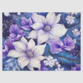 Elegante Blauwe Bloemen Kerstdecoupage Tissuepapier (Voorkant)