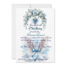 Elegante Blauwe Bloemen Kruis doop