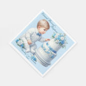 Elegante Blauwe Bloemen Kruis doop Servet (Hoek)