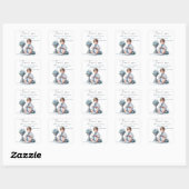 Elegante Blauwe Bloemen Kruis doop Vierkante Sticker (Vel)