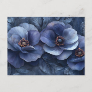 Elegante Blauwe Bloemen Kunstwerk met Ingewikkelde Briefkaart