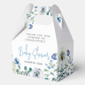 Elegante Blauwe Bloemen Lente Baby Boy Douche Bedankdoosjes (Voorkant)