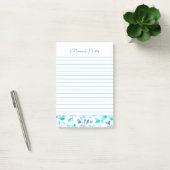 Elegante Blauwe Bloemen Modern Persoonlijk Post-it® Notes (Kantoor)