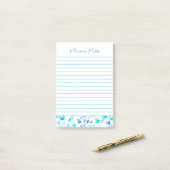 Elegante Blauwe Bloemen Modern Persoonlijk Post-it® Notes (Op bureau)