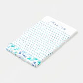 Elegante Blauwe Bloemen Modern Persoonlijk Post-it® Notes (Schuin)
