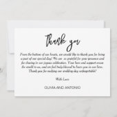 Elegante Blauwe Bloemen Moderne bruiloft Bedankkaart (Achterkant)