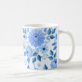 Elegante Blauwe Bloemen Mok