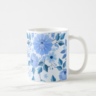 Elegante Blauwe Bloemen Mok
