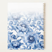 Elegante Blauwe Bloemen Patroon Script Maid of Hon Planner (Achterkant)