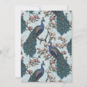 Elegante Blauwe Bloemen Pauw bruiloft Kaart (Achterkant)