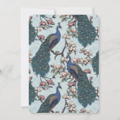 Elegante Blauwe Bloemen Pauw bruiloft Save The Date (Achterkant)