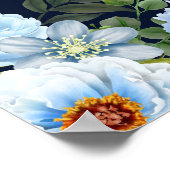 Elegante Blauwe bloemen Pensionering Party Welkoms Poster (Hoek)