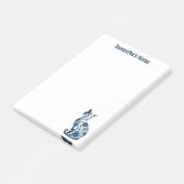 Elegante Blauwe Bloemen Porseleinen-achtige Kat, s Post-it® Notes (Schuin)