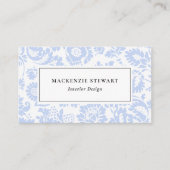 Elegante blauwe bloemen professional visitekaartje (Voorkant)