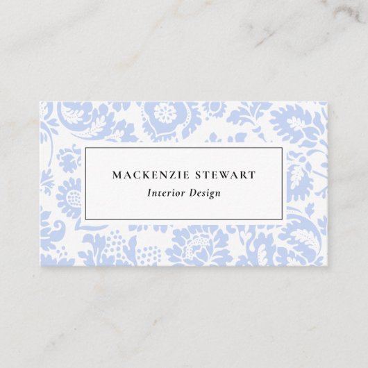 Elegante blauwe bloemen professional visitekaartje (Voorkant)