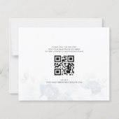 Elegante Blauwe Bloemen QR Code Trouwen Save the D (Achterkant)