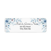 Elegante blauwe bloemen retouradreslabels etiket (Voorkant)