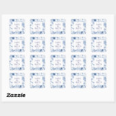 Elegante Blauwe Bloemen "Save the Date" Trouwen Vierkante Sticker (Vel)