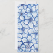 Elegante Blauwe Bloemen Sla de Datum op Kaart (Achterkant)