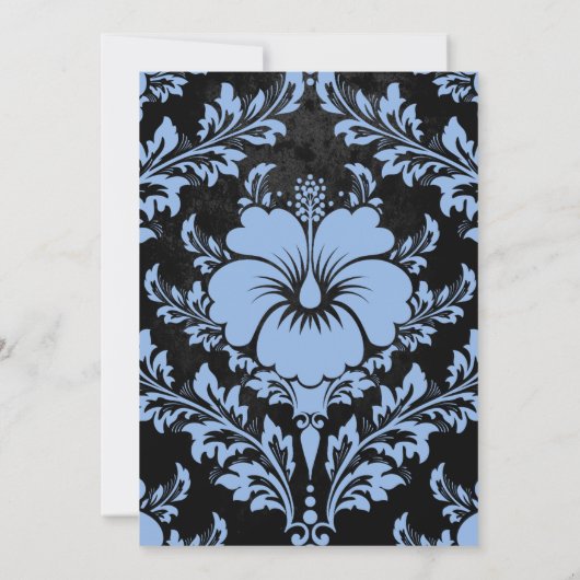 Elegante blauwe bloemen sparen de datum bruiloft kaart (Achterkant)